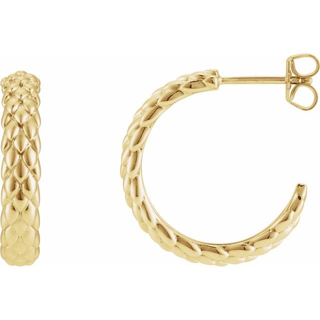 14K Gold Scale Hoop Earrings