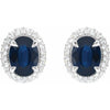 14K White Gold Natural Blue Sapphire & 1/2 CTW Diamond Double Halo Earrings