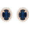 14K White Gold Natural Blue Sapphire & 1/2 CTW Diamond Double Halo Earrings