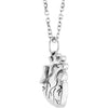 14K White Gold Anatomical Heart 15.7x6.9 mm Necklace