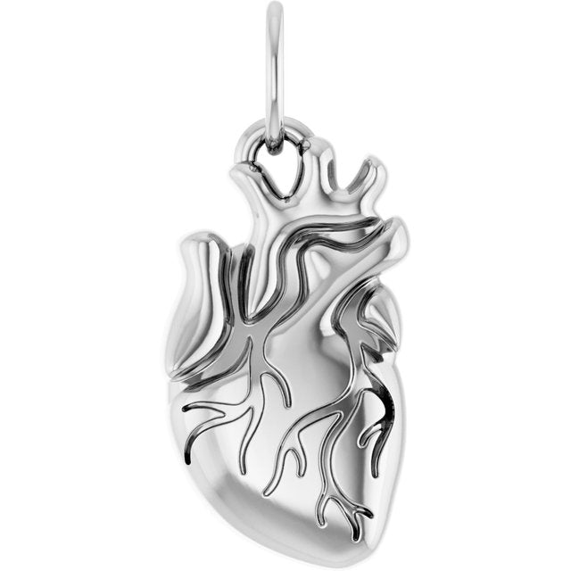 14K Rose Gold Anatomical Heart Charm