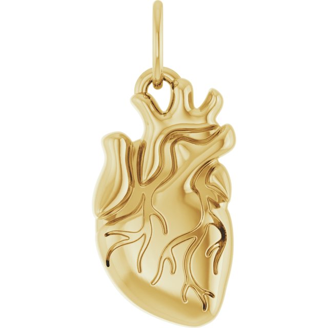 14K Rose Gold Anatomical Heart Charm