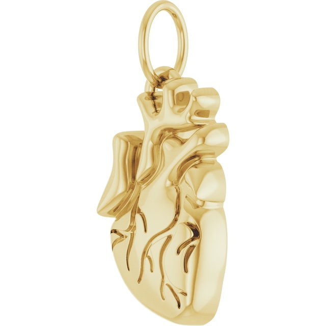 14K Rose Gold Anatomical Heart Charm