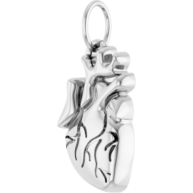 14K Rose Gold Anatomical Heart Charm