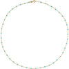 14K Yellow Gold, 2 mm Adjustable Turquoise Enamel Bead Necklace