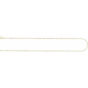 14K Yellow Gold, 2 mm Turquoise Enamel Bead Adjustable Chain - 6-7 inches