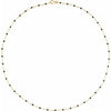 14K Yellow Gold, 2 mm Adjustable Turquoise Enamel Bead Necklace