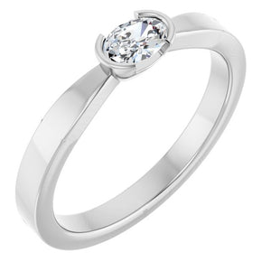 14K Gold Half Bezel Solitaire Ring - Options Available