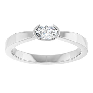 14K Gold Half Bezel Solitaire Ring - Options Available