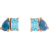 Silver Natural Sky Blue Topaz & London Blue Topaz 5x3 mm Two-Stone Stud Earrings