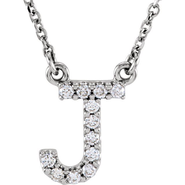 14K White Gold Initial A Diamond Pendant Necklace â€“ 1/8 CTW