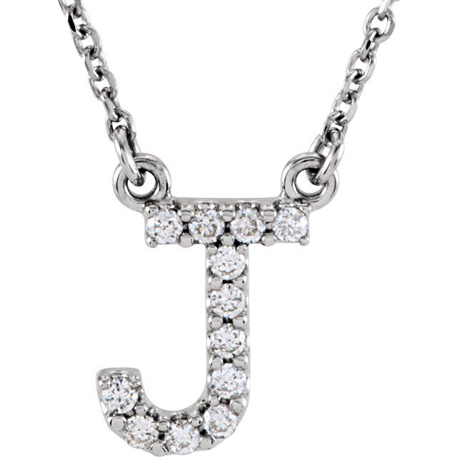 1/10 CTW Natural Diamond Round Initial J Necklace in 14K Gold