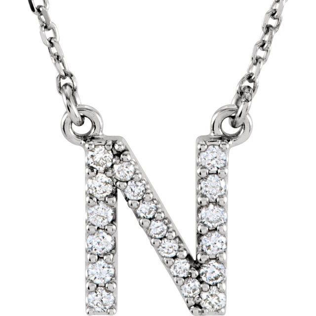 14K White Gold Initial A Diamond Pendant Necklace â€“ 1/8 CTW