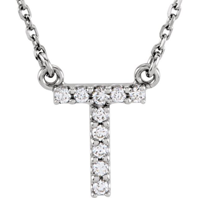 14K White Gold Initial A Diamond Pendant Necklace â€“ 1/8 CTW