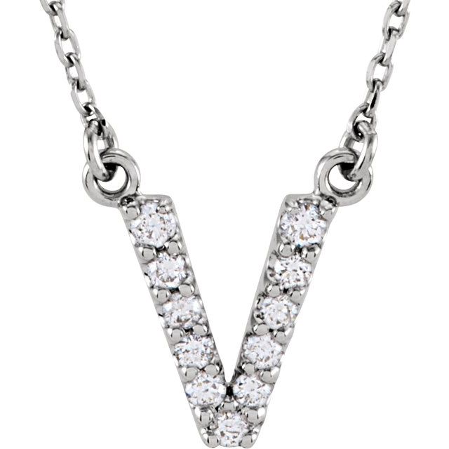 14K White Gold Initial A Diamond Pendant Necklace â€“ 1/8 CTW