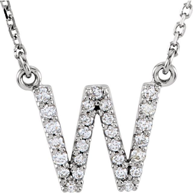 14K White Gold Initial A Diamond Pendant Necklace â€“ 1/8 CTW