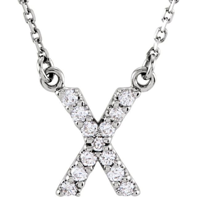 14K White Gold Initial A Diamond Pendant Necklace â€“ 1/8 CTW