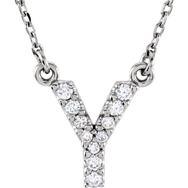 14K White Gold Initial A Diamond Pendant Necklace â€“ 1/8 CTW