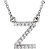 14K White Gold Initial A Diamond Pendant Necklace â€“ 1/8 CTW