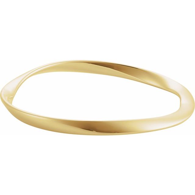 14K Yellow Gold, 7.5 Inch Wavy Bangle Bracelet – Elegant Design