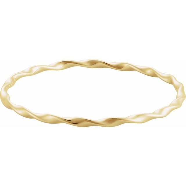 14K Yellow Gold 7x5 mm Twisted Bangle Bracelet - Elegant Design