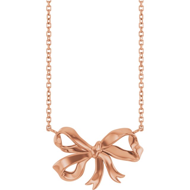 14K Rose Gold 16" Freeform Bow Necklace - Elegant Design