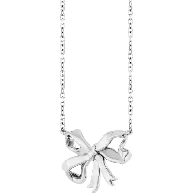 14K Rose Gold 16" Freeform Bow Necklace - Elegant Design