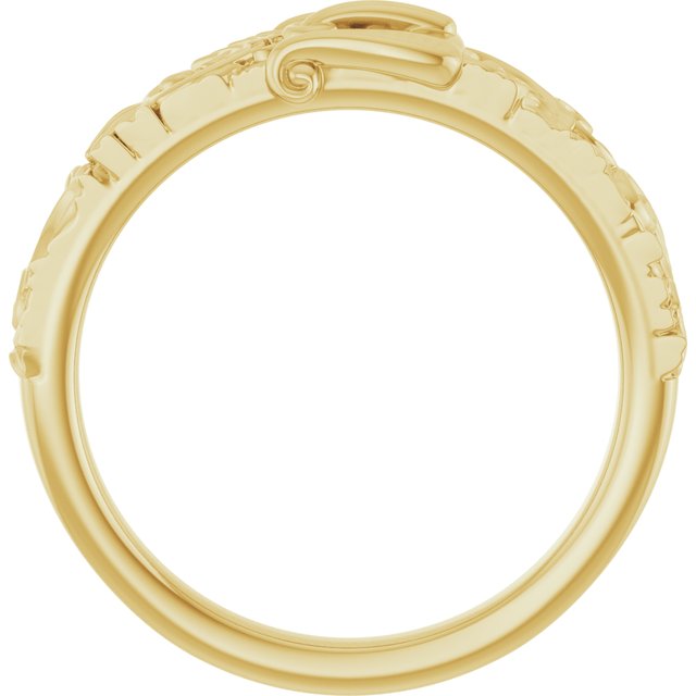 14K Gold Victorian-Style Belt Buckle Ring - Polished Design