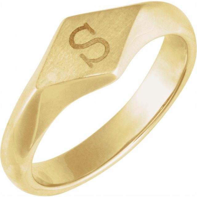 14K Yellow Gold Geometric Design Signet Ring – Modern Elegance