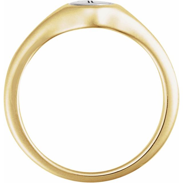 14K Gold Engravable Round Signet Ring 6.9x6.9 mm