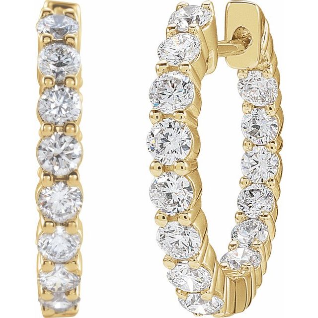 14K Gold 1/2 CTW Natural Diamond 19.3 mm Hinged Hoop Earring