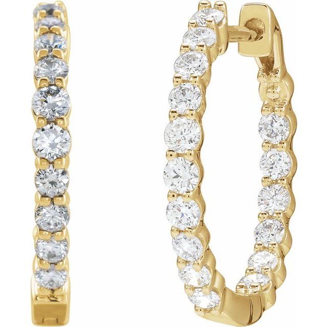 14K Gold 1/2 CTW Natural Diamond 19.3 mm Hinged Hoop Earring