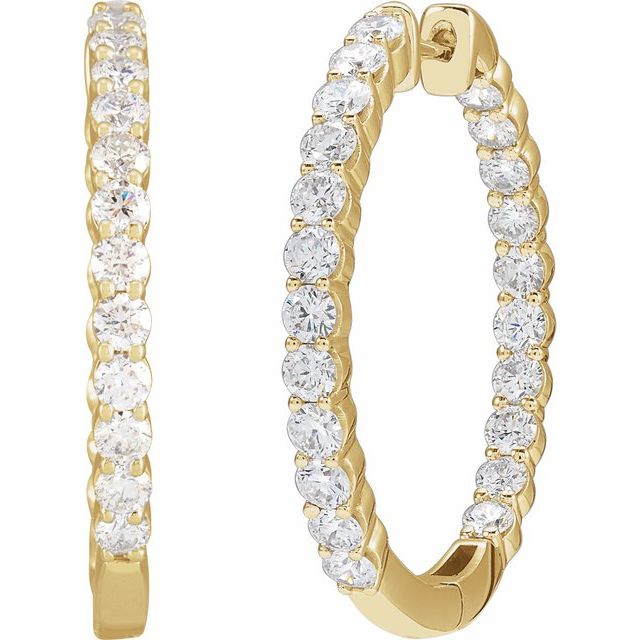 14K Gold 1/2 CTW Natural Diamond 19.3 mm Hinged Hoop Earring