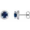 14K Rose Gold Double Halo Earrings with Natural Blue Sapphire and 1/2 CTW Lab-Grown Diamonds