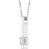 Platinum 1/10 ct Natural Diamond Bar Necklace 16-18 inches