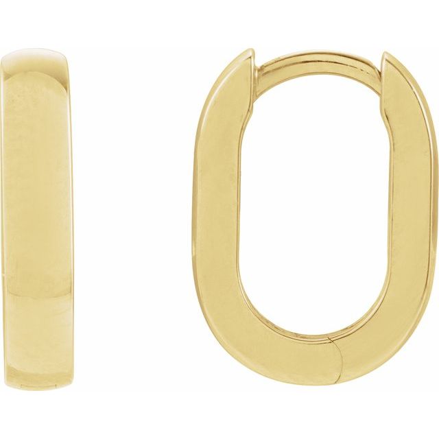 Elongated Oval Domed Hoop Earrings in 14K Gold, Silver & Platinum