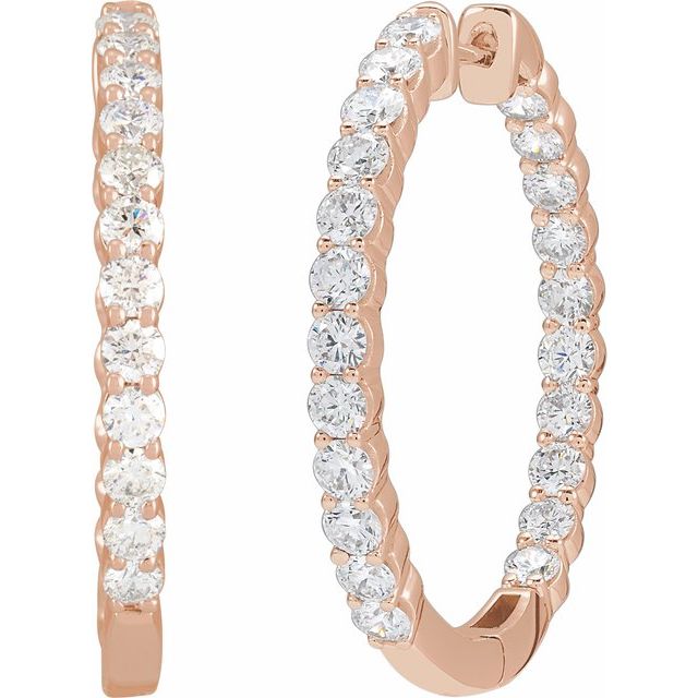 14K Gold 1/2 CTW Natural Diamond 19.3 mm Hinged Hoop Earring