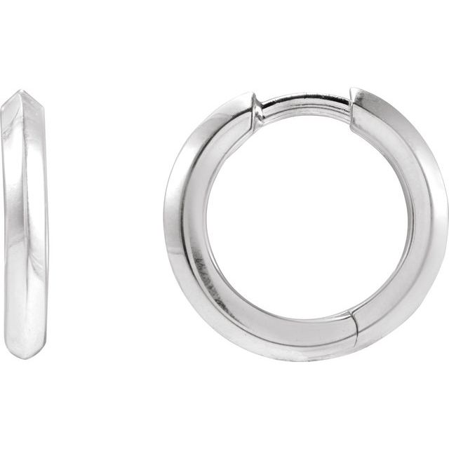 Platinum Knife Edge Hinged Hoop Earring