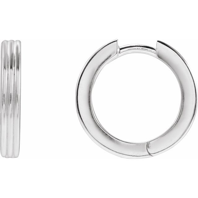 14K Gold Ribbed Huggie Earring