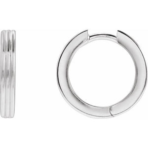 14K Gold Ribbed Huggie Earring
