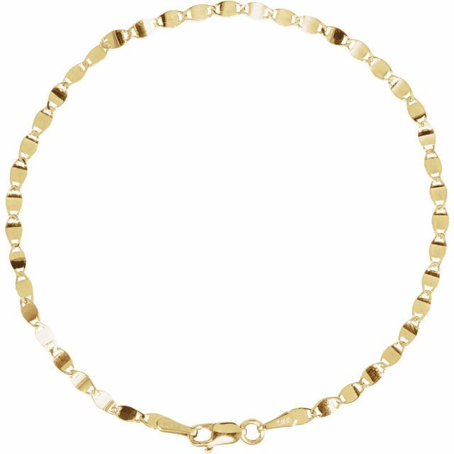 14K Yellow Gold 2.7 mm Polished Mirror Chain - Elegant 7 1/2" Bracelet