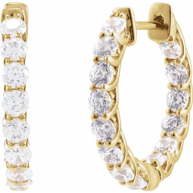 14K Yellow Gold 2.2 CTW Natural Diamond Inside-Outside Hoop Earrings