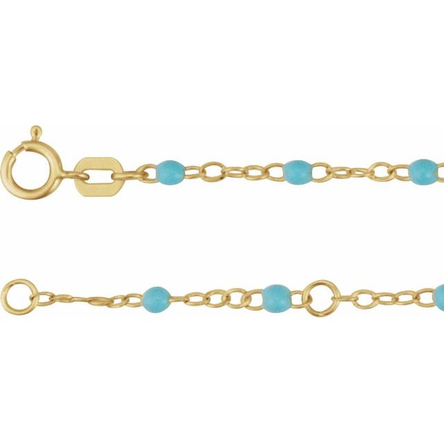14K Gold Enamel Bead Adjustable Chain