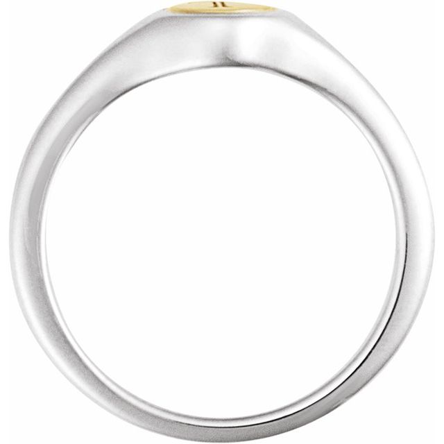 14K Gold Engravable Round Signet Ring 6.9x6.9 mm