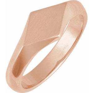 14K Gold Geometric Signet Ring