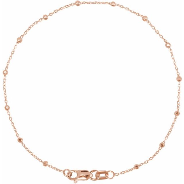 14K Yellow Gold 7" Faceted Beaded Cable Chain - Elegant Design