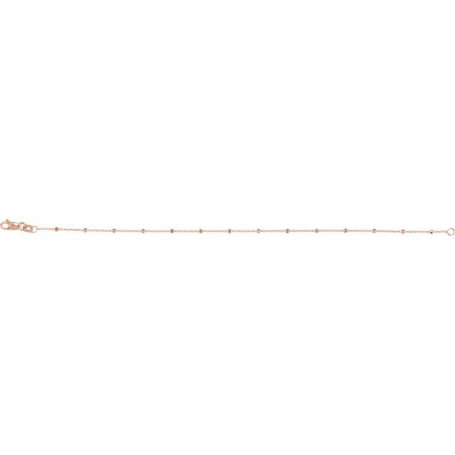 14K Yellow Gold 7" Faceted Beaded Cable Chain - Elegant Design