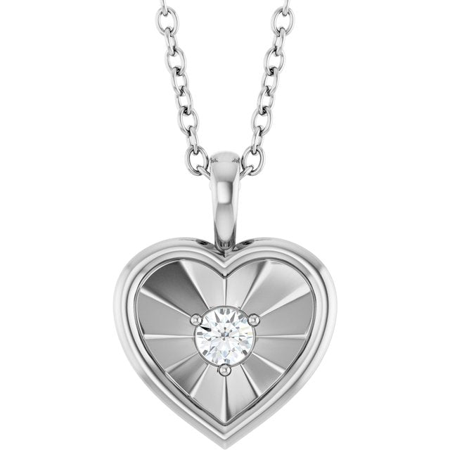 1/10 CTW Natural Diamond Round Heart Necklace in 14K Gold