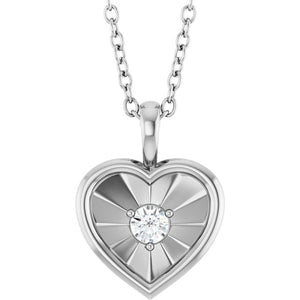 1/10 CTW Natural Diamond Round Heart Necklace in 14K Gold