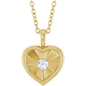 1/10 CTW Natural Diamond Round Heart Necklace in 14K Gold